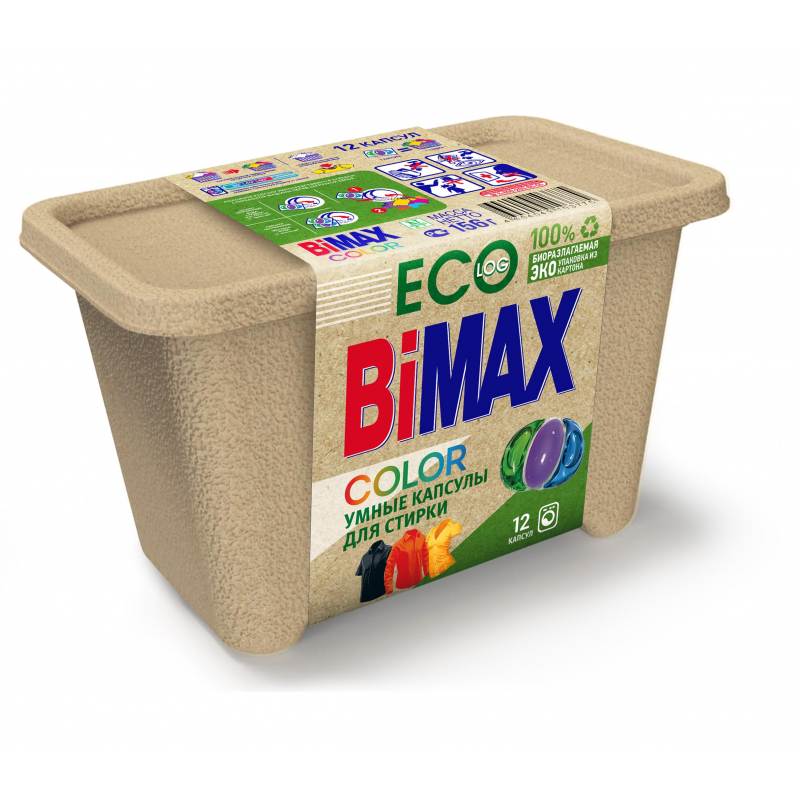 Капсулы для стирки BiMax ЭКО Color 12шт/уп