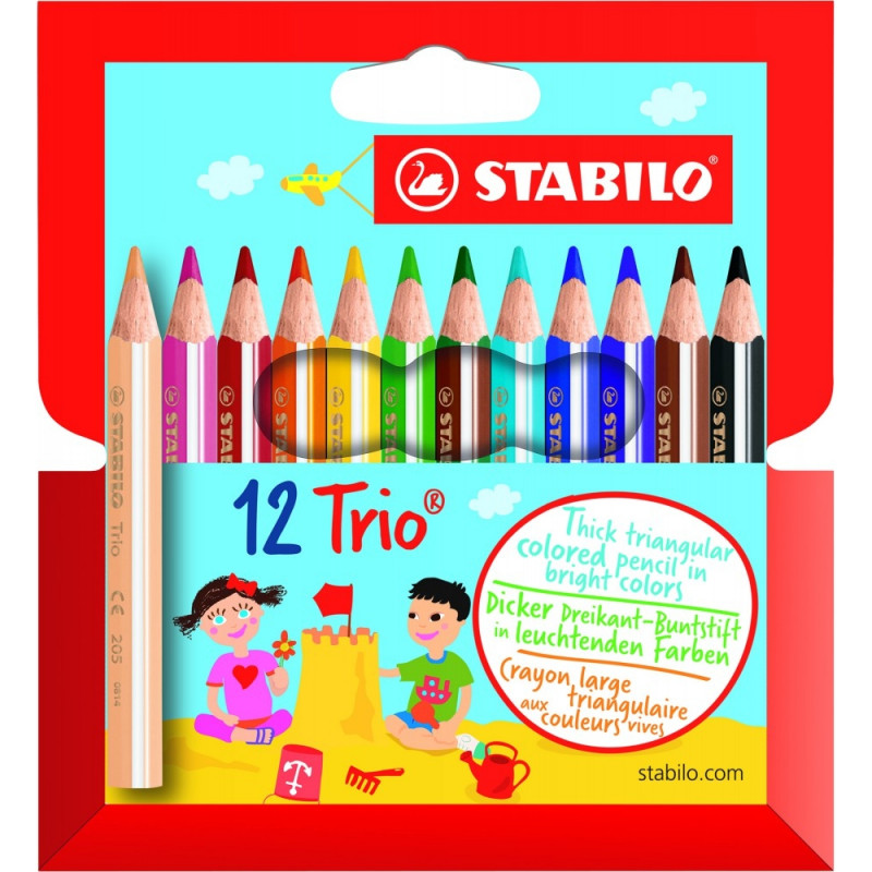 Карандаши цветные 12цв 3-гран Stabilo Trio thick short 205/12-01