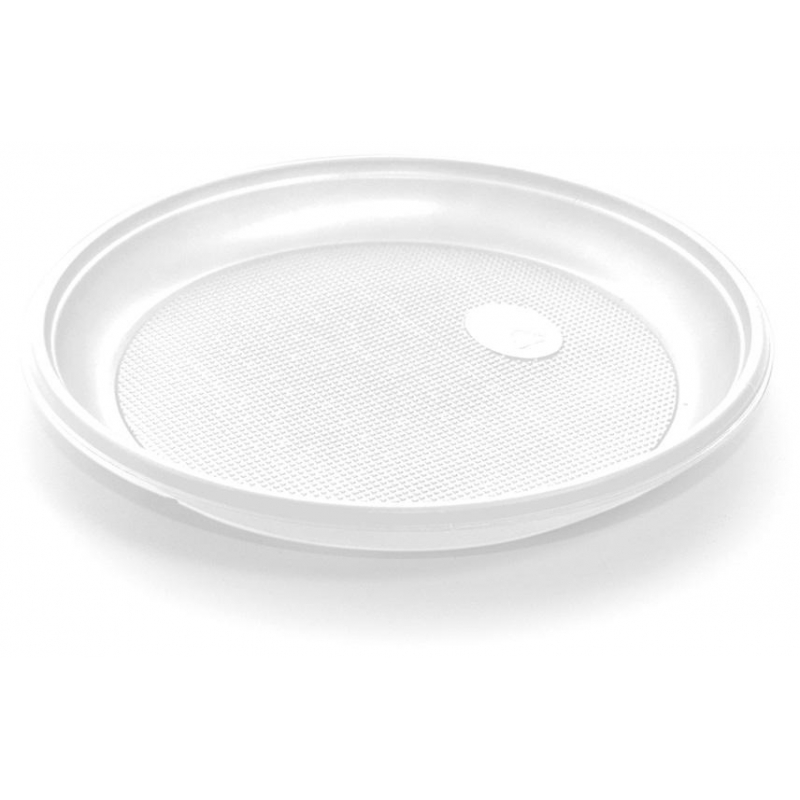 Тарелка одноразовая пластик. d=165мм, белая, ПС, 100шт./уп.