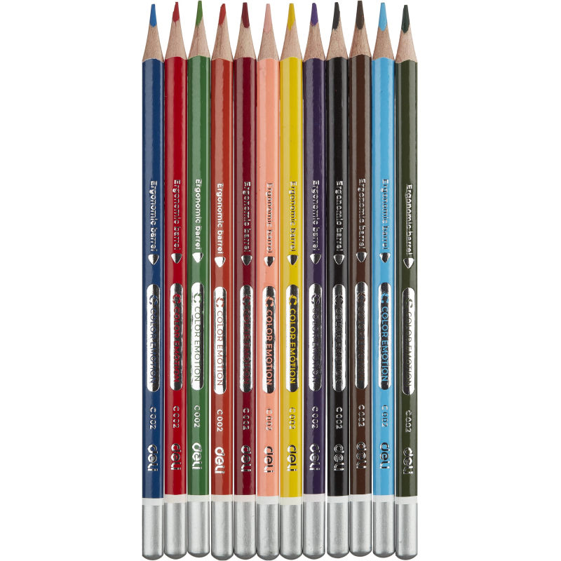 Карандаши цветные Deli EC00205 Color Emotion липа 12цв/наб. мет.кор